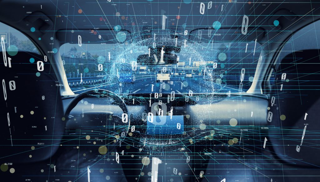 Interior of autonomous car. Car digitalization concept. Beijer Automotive